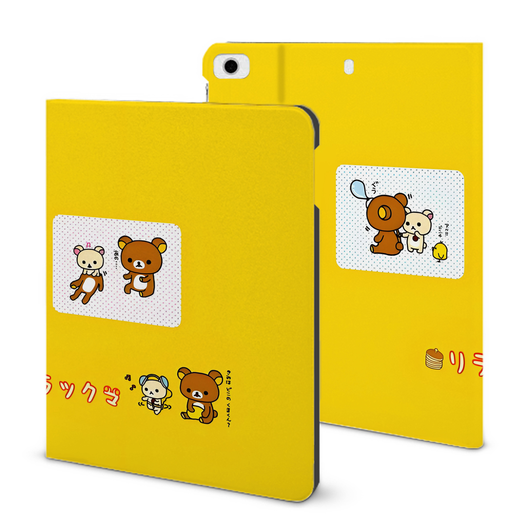 （画像用） リラックマ リラックマ キイロイトリ Rilakkuma Korilakkuma Kiiroitori IPad ケース ブック型 PUレザー TPU 耐衝撃 軽量 薄型 ペン収納なし 全面保護 IPad 各モデル対応